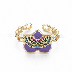 Латунные микро проложить манжеты кольца кубического циркония&nbsp;RJEW-Q164-011-NF