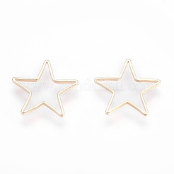 真鍮のリンクリング  ニッケルフリー  スター  18KGP本金メッキ  14x14.5x0.6mm&nbsp;KK-F755-34G-NF