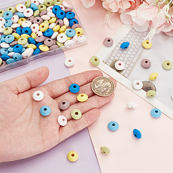 140 шт. 7-х цветные крашеные бусины из натурального бука WOOD-PH0003-11