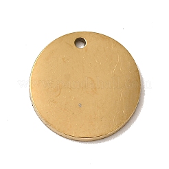 イオンプレーティング（IP）304ステンレスペンダント  テクスチャ  フラットラウンド  ゴールドカラー  12x1mm  穴：1mm&nbsp;STAS-J040-12B-G