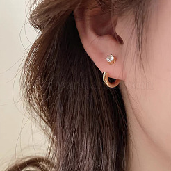 Серьги-гвоздики из сплава и прозрачного кубического циркония&nbsp;FS-WG9B5EB-01