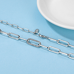 Простые латунные цепочки-скрепки с микропаве из прозрачных кубических цирконий для ежедневного ношения TA5065