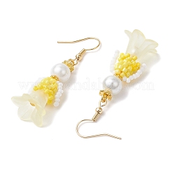 Серьги-подвески из стеклянных бусин ручной работы EJEW-MZ00446