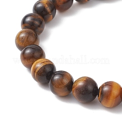 Эластичные браслеты из натурального тигрового глаза для пары&nbsp;BJEW-JB12178