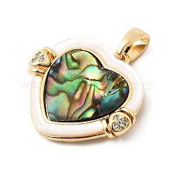 Подвески из латуни с кубическим цирконием и раковинами морского ушка.&nbsp;KK-G553-01B-G