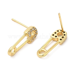 Серьги-пусеты из латуни с фианитами EJEW-D061-15G