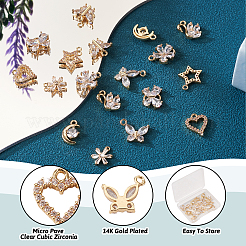 18шт 9 стиля латунные микропрозрачные подвески с кубическим цирконием&nbsp;ZIRC-TA0001-18