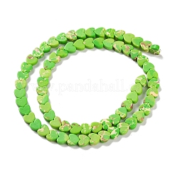 染色合成インペリアルジャスパービーズ連売り  ハート  薄緑  6x6x3mm  穴：1mm  約69~71個/連  14.57''~14.96''（37~38センチメートル）&nbsp;G-M403-A37-02