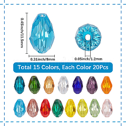 300pcs 15 Farben transparente Glasperlen&nbsp;EGLA-SP0001-40