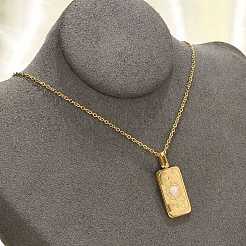 Ожерелья из нержавеющей стали 304 с прямоугольным кулоном в виде опалита для женщин и мужчин NJEW-R018-05G-02