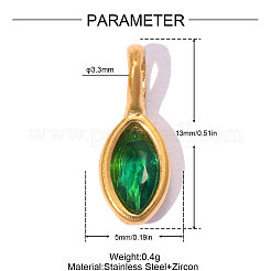 304 Edelstahl Pavé-Anhänger mit Zirkonia&nbsp;CU-OY001-27G-02
