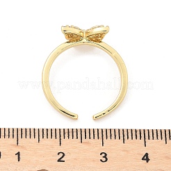 Регулируемые латунные кольца микро манжеты из прозрачного циркония&nbsp;LS-RJEW-G096-42G