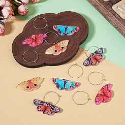 4 par de pendientes de aro de aleación y acrílico con forma de mariposa de 4 colores&nbsp;EJEW-TA0001-88A