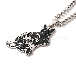 201 ожерелье с подвеской из нержавеющей стали с эмалью NJEW-P293-03P