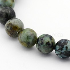 Fili di perle rotonde naturali di turchese africano (diaspro) di dimensioni miste&nbsp;TURQ-X0003