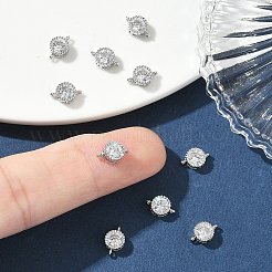Messing Pflaster klar Kubisch Zirkonia flache runde Anschluss Charms&nbsp;XGRQ3D002-500P