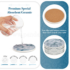 6 шт. круглая подставка из мрамора и пробки&nbsp;AJEW-TA0816-005