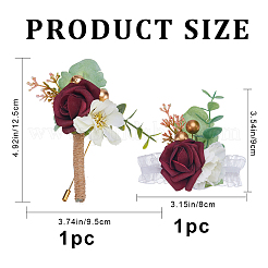 2 шт. 2 стиля тканевая и пластиковая имитация розы бутоньерка и корсажи для запястья&nbsp;AJEW-CP0005-93