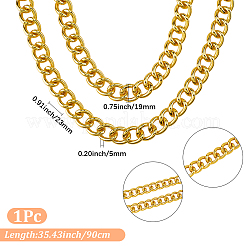 1 collier chaîne cubaine en alliage d'aluminium de 19 mm&nbsp;NJEW-SP0001-20B