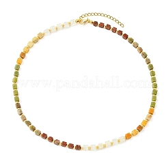 Collane con perline a cubo in ottone&nbsp;NJEW-JN06612