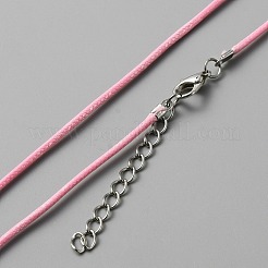 ブランクリビングフローティングメモリークリスタルラインストーンフラットラウンドロケットネックレス  女性用ワックスロープ付き磁気合金ペンダントネックレス  ピンク  28.35インチ（72cm）&nbsp;NJEW-WH0002-12D