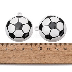 焼付塗装合金ペンダント  サッカーのチャーム  ブラック  39.5x34.5x10mm  穴：3mm&nbsp;AL-CBAFE77-02A-03
