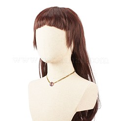 ナチュラルアメジストドーナツペンダントネックレス  女性用 304 ステンレススチール フィガロチェーン付き宝石ネックレス  ゴールドカラー  15.87インチ（40.3cm）&nbsp;NJEW-JN03815-02