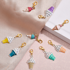 18 шт. подвеска в виде мороженого из сплава эмали и страз&nbsp;AJEW-FH0003-48