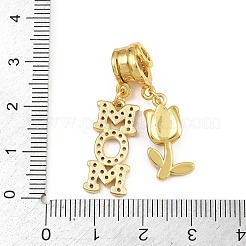 Colgantes de circonita cúbica transparente con micropavé de latón para el día de la madre&nbsp;CU-CBAD306-16G-01
