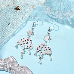 Серьги-подвески из латуни и нержавеющей стали 304 EJEW-TA00436-02