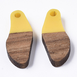 Pendentifs en résine opaque et bois de noyer ciré&nbsp;RESI-T035-09-A07