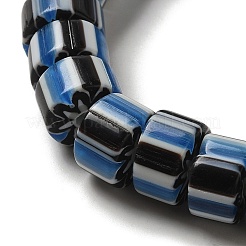 手作りのネパールランプワークビーズ  ストライプの列  スチールブルー  9~11x4~10mm  穴：2mm  約101個/連  25.98~26.77''（66~68センチメートル）&nbsp;LAMP-B023-07C-09