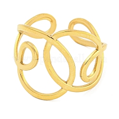 Кольцо-манжета из нержавеющей стали 304 с полым нерегулярным широким открытым креплением для женщин&nbsp;LS-RJEW-S406-01G-02