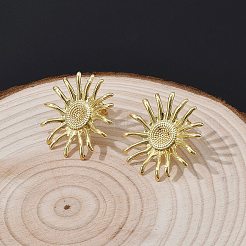 Серьги-гвоздики из солнечной латуни&nbsp;EJEW-Z145-01G