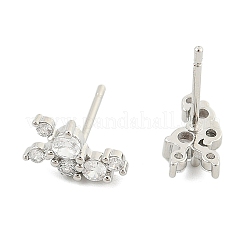 真鍮マイクロペーブクリアキュービックジルコニアスタッドピアス  鉛フリー＆カドミウムフリー  長持ちメッキ  ラックめっき  プラチナ  6x11mm&nbsp;EJEW-R016-26P-16