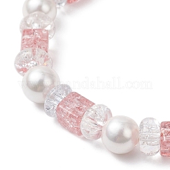 3 bracciale elastico in vetro craquelé e perle di conchiglia&nbsp;BJEW-JB12384