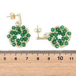 Fleur perles de verre Pendants d'oreilles&nbsp;EJEW-MZ00776-01