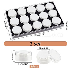 15 Stück runde Acryl-Aufbewahrungsbox-Sets mit losen Diamanten&nbsp;VBOX-WH0005-07