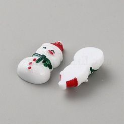 クリスマス不透明樹脂デコデンカボション  キラキラパウダーをつけた雪だるま  グリーン  29x17x9mm&nbsp;LS-DIY-WH0430-833A