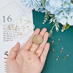 12 пара 6 стильных маленьких серег-гвоздиков из латуни в форме шарика KK-GA0001-50