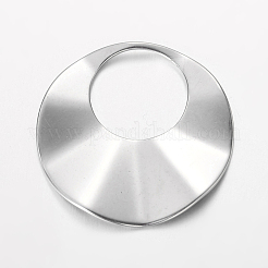 変色しにくいフラットラウンド201ステンレススチールペンダント  ステンレス鋼色  25x1.5mm  穴：12mm&nbsp;STAS-O082-09