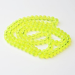 ドローベンチ透明なガラスラウンドビーズ連売り  スプレー塗装  緑黄  8mm  穴：1.3~1.6mm  約100個/連  31.4インチ&nbsp;X-GLAD-Q012-8mm-07
