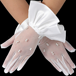 Перчатки невесты из полиэстера и кружева&nbsp;AJEW-WH20120-23F