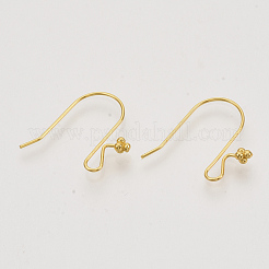 真鍮のピアスフック  耳ワイヤー  18KGP本金メッキ  ニッケルフリー  21.5x18.5x1mm  ピン：1mm  ぶどう：3.5x3.5x4mm。&nbsp;X-KK-N216-29