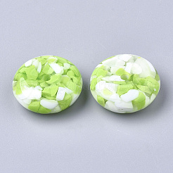樹脂ビーズ  天然石風チップスタイル  フラットラウンド  ライム  26x10mm  穴：3mm&nbsp;LS-RESI-T024-18C