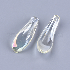電気メッキガラスチャーム  花びら  淡黄色  26x9x6mm  穴：1mm&nbsp;EGLA-S175-03F