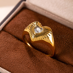 304 Edelstahl Pavé-Fingerringe mit Zirkonia&nbsp;WG685BA-01