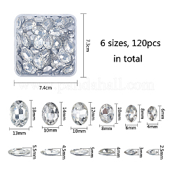 Cabochons en verre avec strass de dos avec point&nbsp;RGLA-OC0001-32