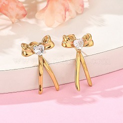 Серьги-гвоздики из нержавеющей стали 304 с микропаве из прозрачных кубических цирконий&nbsp;EJEW-I318-01G-05