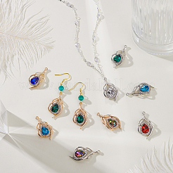 24шт 12 цвета подвески из сплава стекла&nbsp;ALRI-GA0001-15